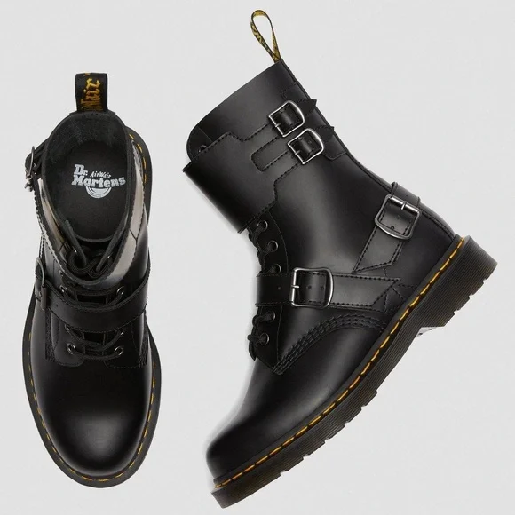 Martens NEW 1490 Joska Smooth Harness Black Lace Up 10 Eyelet